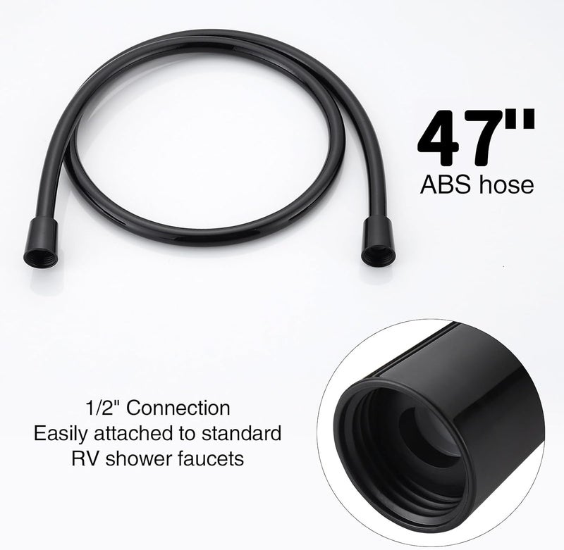 LavishStream RV Shower Faucet with Shower Head and Hose, 4" ABS Shower Set, Leak & Rust Resistant for RV Camper Motorhome Travel Trailer, Round Black - Image 4